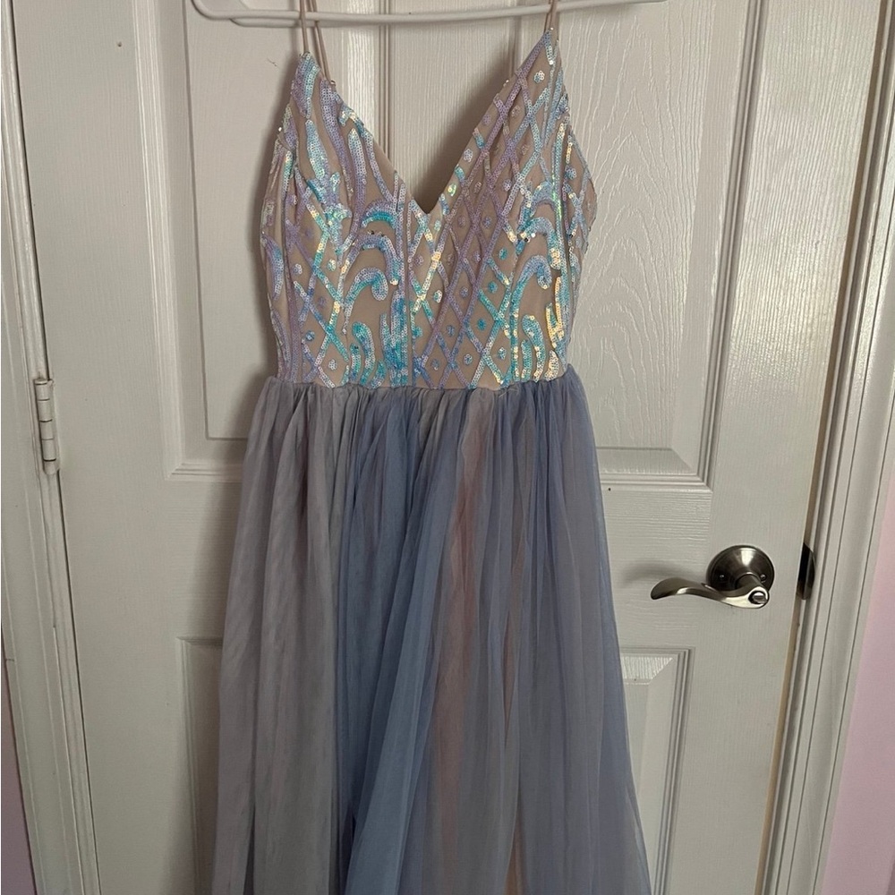 Sequin Embellished Gown with Tulle Skirt NWT